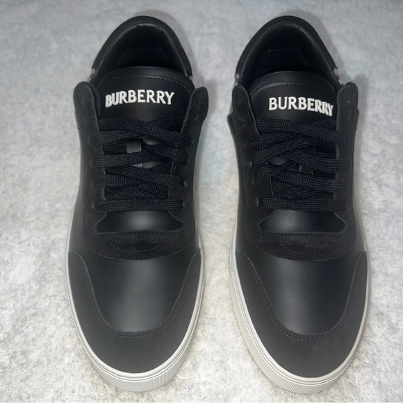 Burberry Stevie Men's Black Leather Suede and Check Sneakers